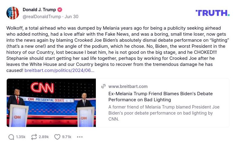 Post preview from Donald Trump