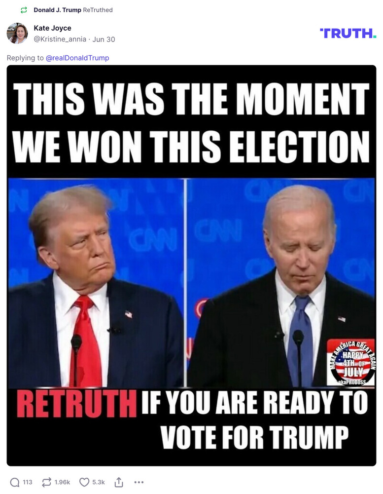 Post image from Donald Trump