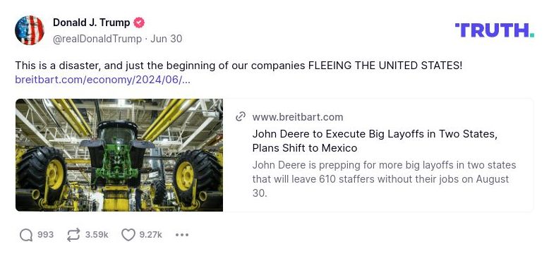 Post image from Donald Trump