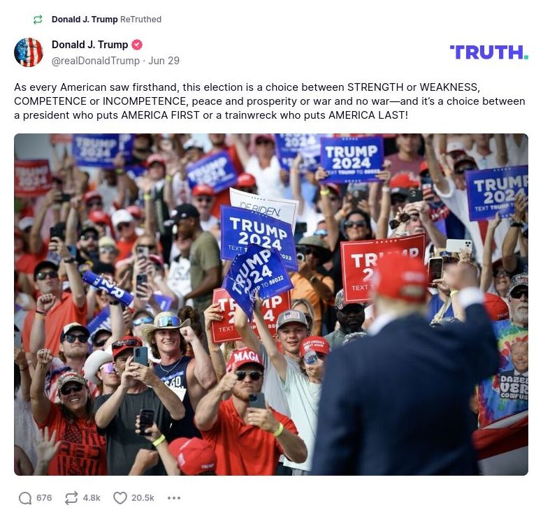 Post image from Donald Trump