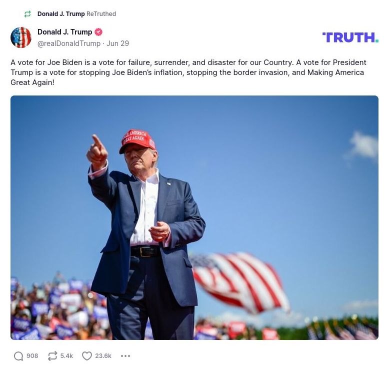 Post preview from Donald Trump