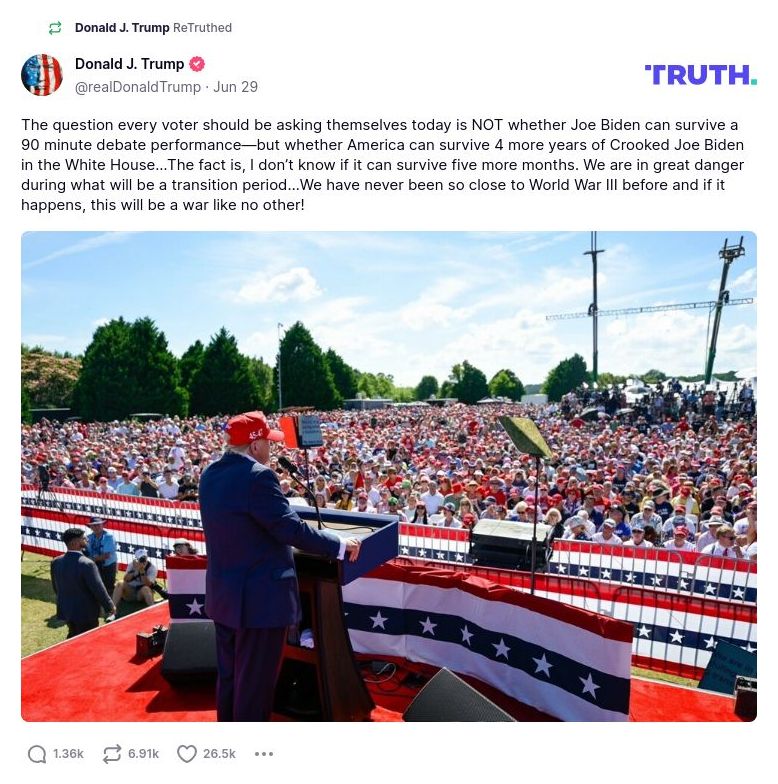 Post preview from Donald Trump