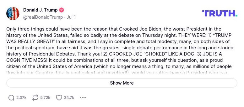 Post preview from Donald Trump