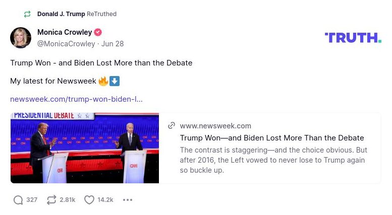 Post preview from Donald Trump