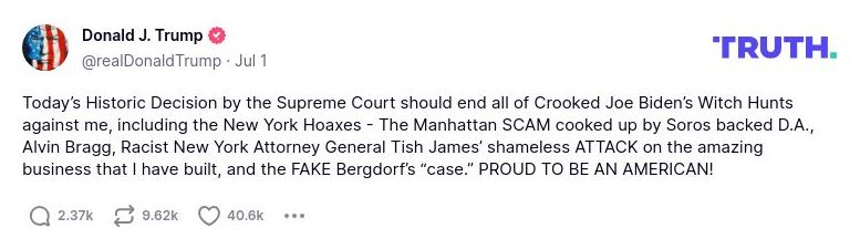 Post preview from Donald Trump