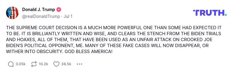 Post preview from Donald Trump