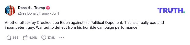 Post preview from Donald Trump