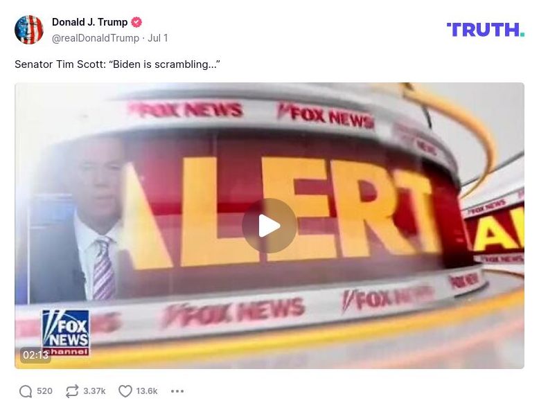 Post preview from Donald Trump