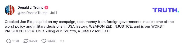 Post preview from Donald Trump