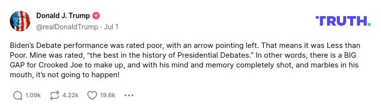 Post preview from Donald Trump