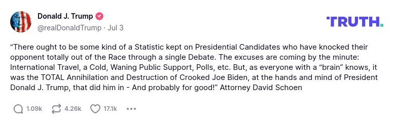 Post preview from Donald Trump