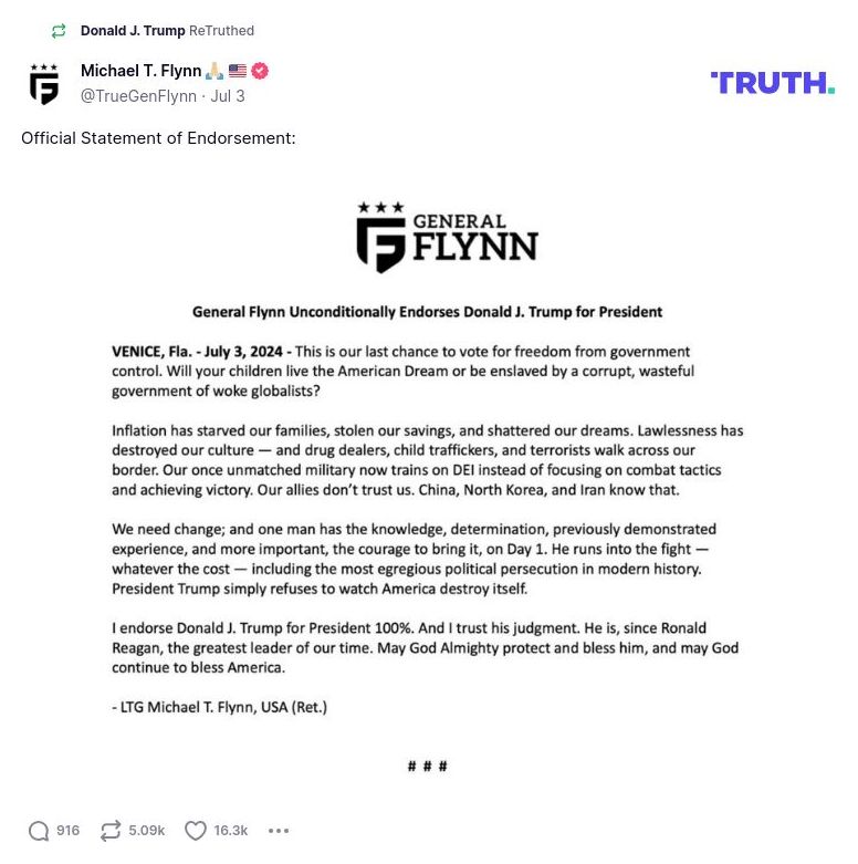 Post image from Donald Trump