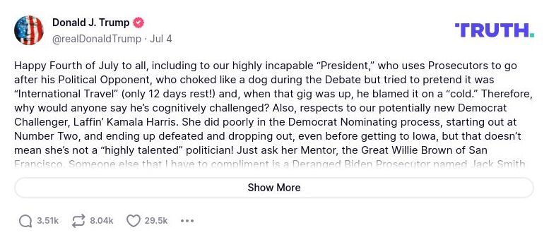 Post preview from Donald Trump