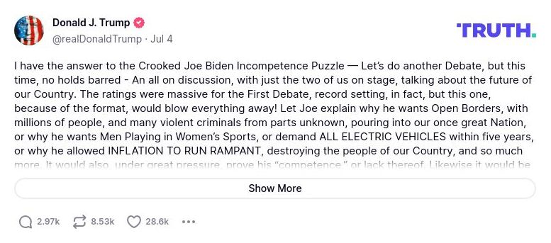 Post preview from Donald Trump