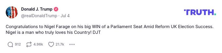 Post image from Donald Trump