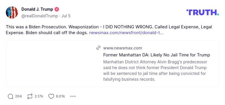 Post preview from Donald Trump