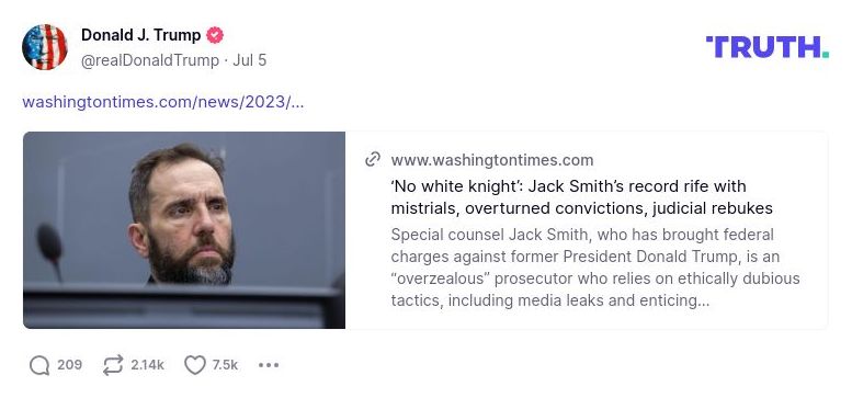 Post image from Donald Trump