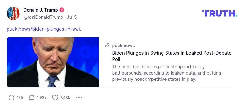 Post preview from Donald Trump