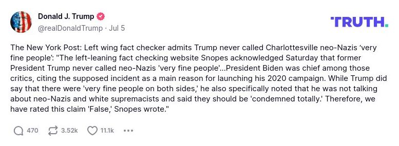 Post preview from Donald Trump