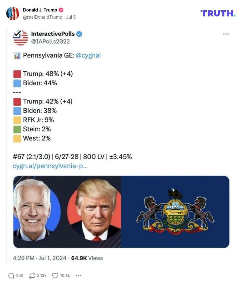 Post image from Donald Trump