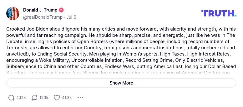 Post preview from Donald Trump