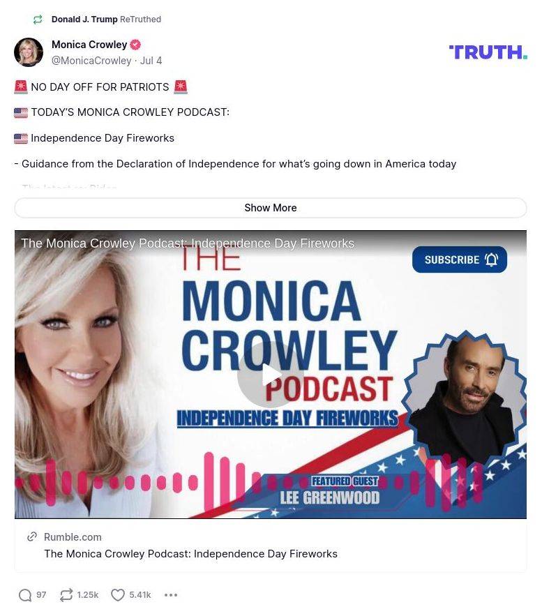 Post preview from Donald Trump