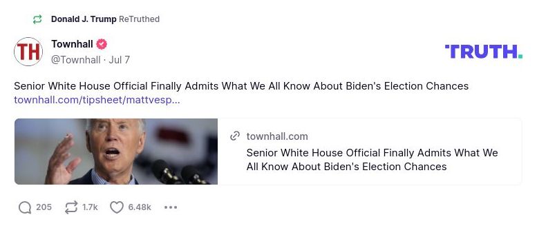 Post preview from Donald Trump