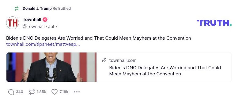 Post preview from Donald Trump