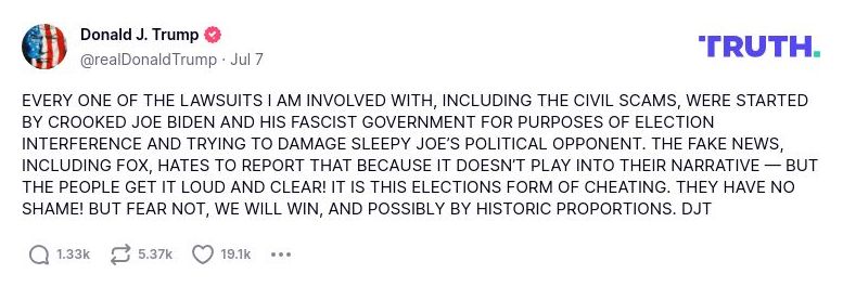 Post preview from Donald Trump