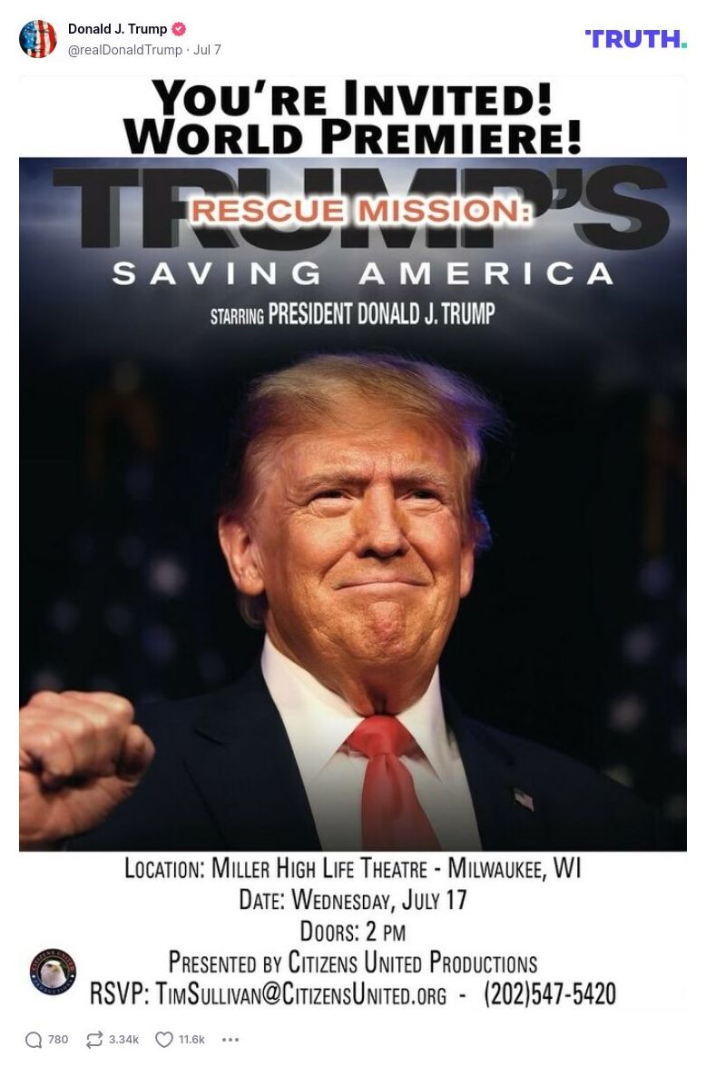 Post image from Donald Trump