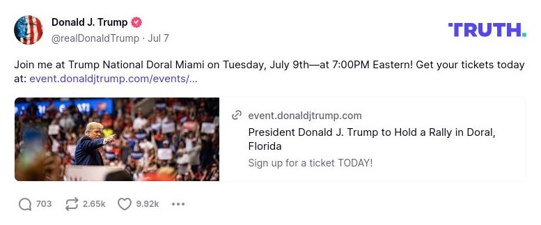 Post image from Donald Trump