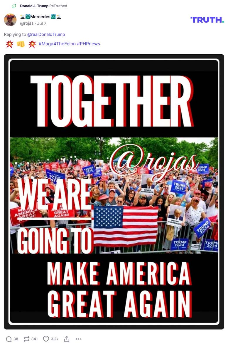 Post image from Donald Trump