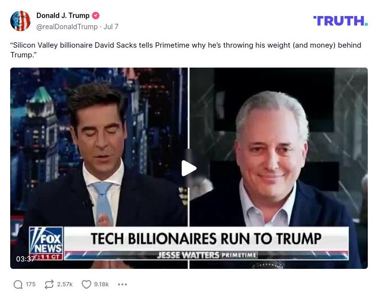 Post image from Donald Trump