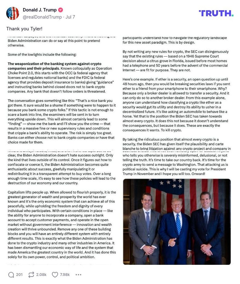 Post image from Donald Trump