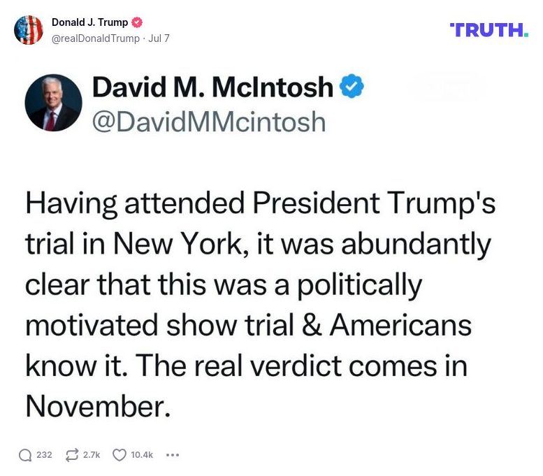 Post image from Donald Trump