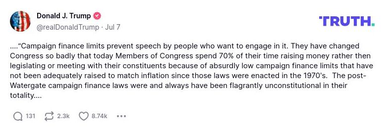 Post preview from Donald Trump