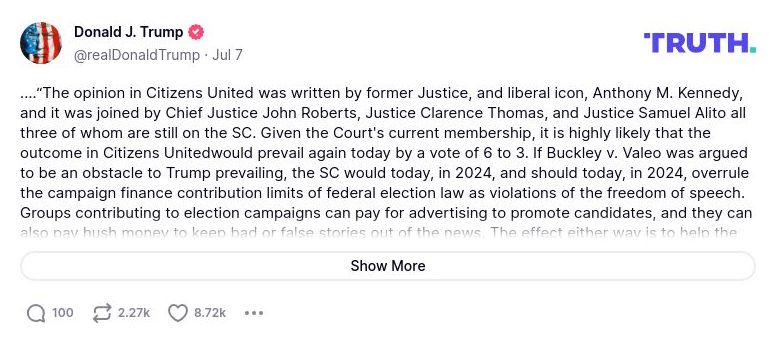 Post image from Donald Trump