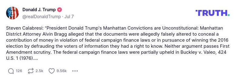 Post image from Donald Trump