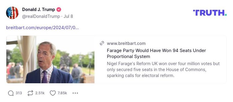 Post image from Donald Trump