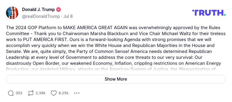 Post preview from Donald Trump