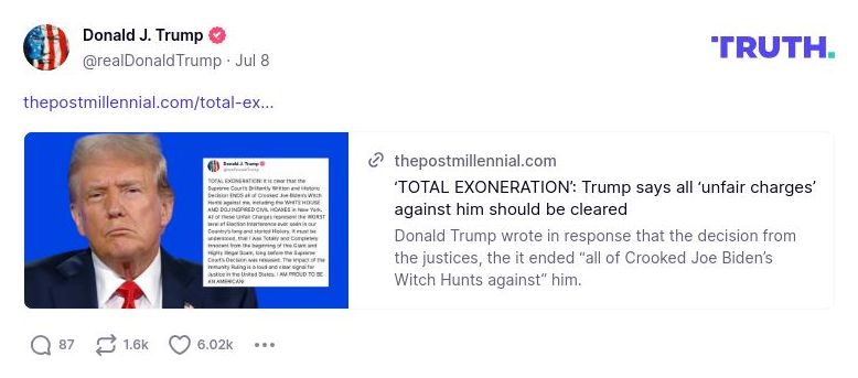 Post image from Donald Trump