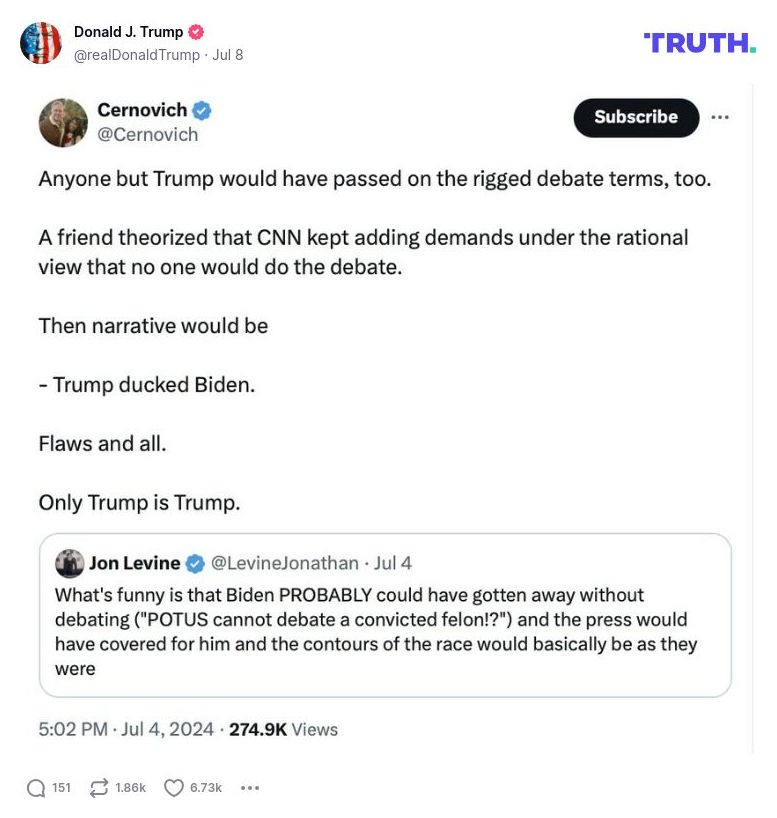 Post image from Donald Trump