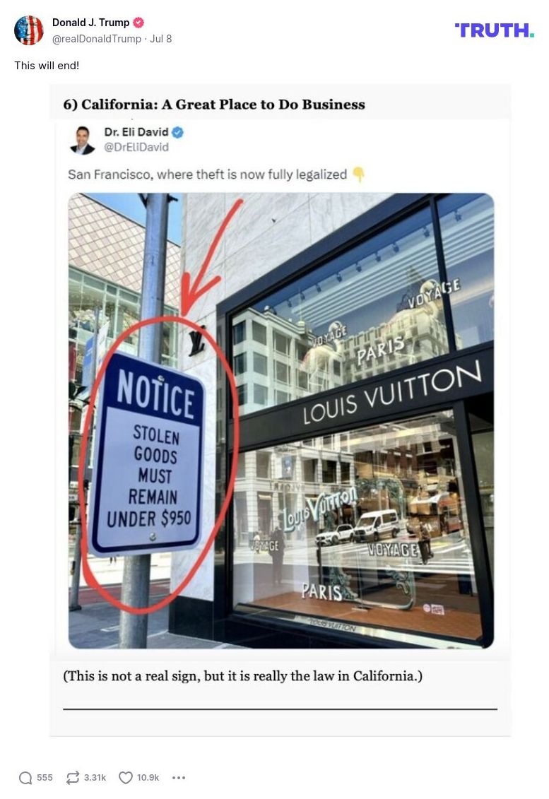 Post image from Donald Trump