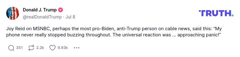 Post preview from Donald Trump