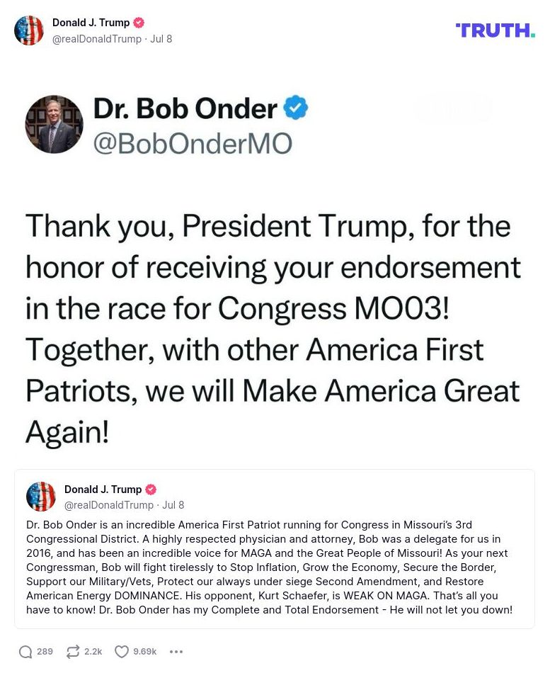 Post image from Donald Trump