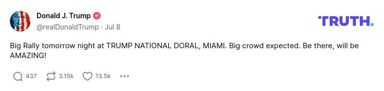 Post image from Donald Trump