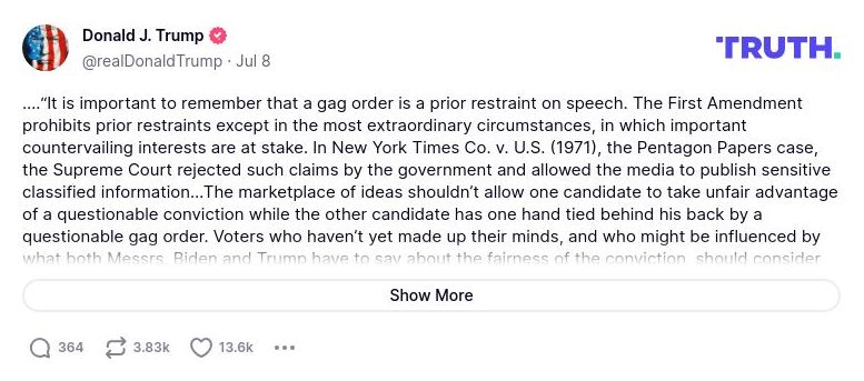 Post preview from Donald Trump