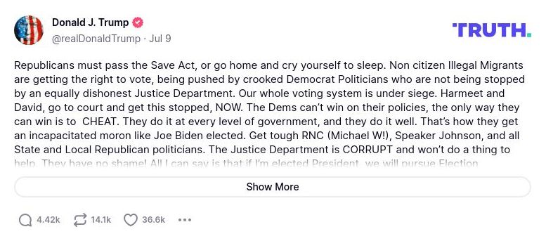 Post preview from Donald Trump