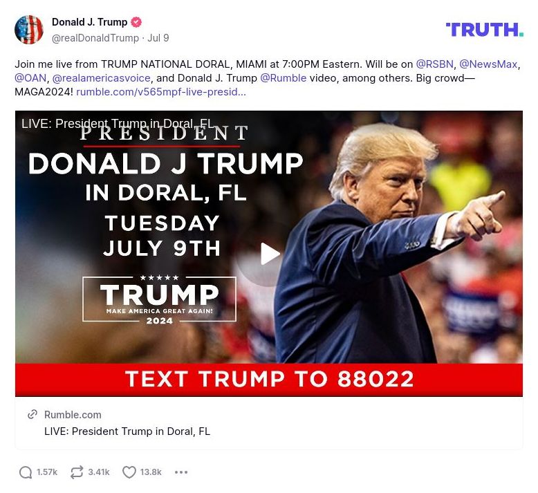 Post image from Donald Trump