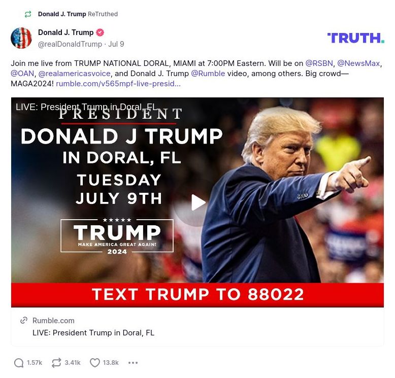 Post image from Donald Trump